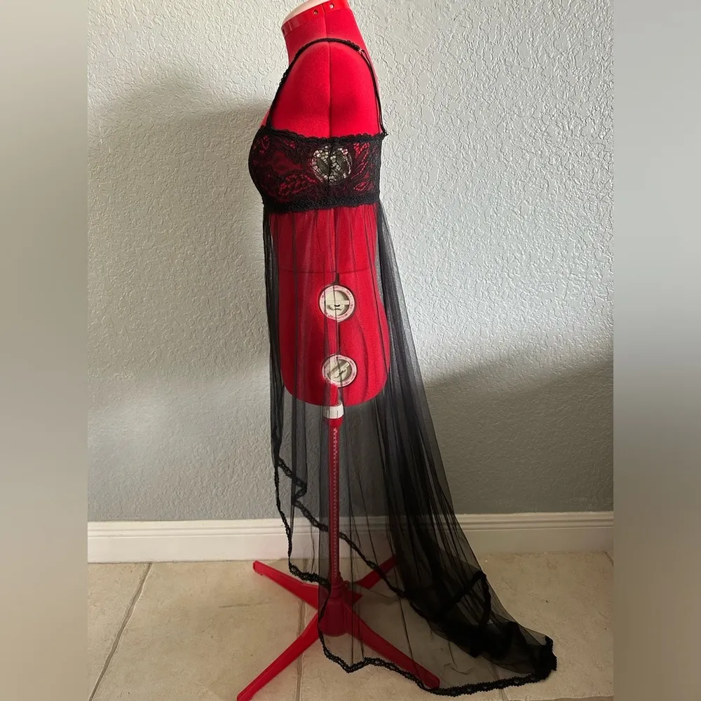 Savage X Fenty Corded Lace And Tulle Maxi Slip Lingerie, S NEW - Image 3