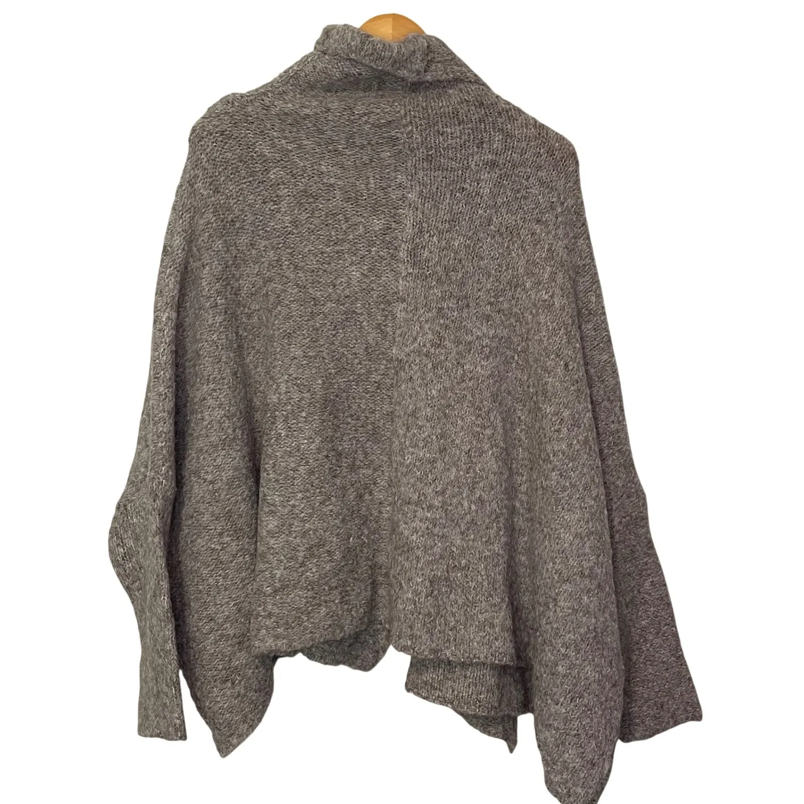 FP One‎ Free People Oversized Knit Drape Collar Poncho Cape XS/S Gray - Image 3