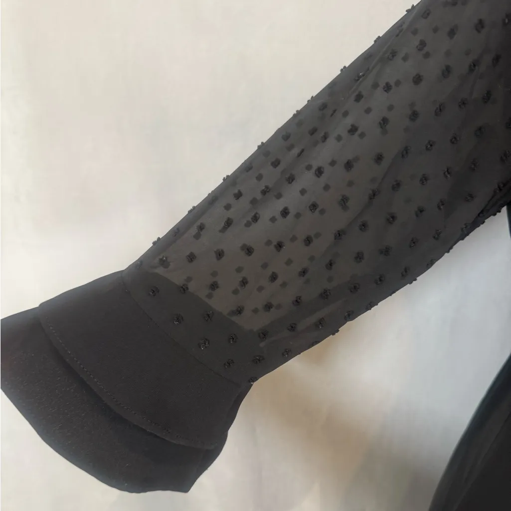 Seraphine black empire waist Swiss dot sheer sleeve maternity dress size 4 - Image 5