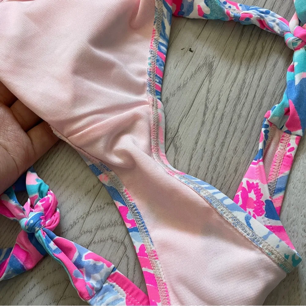 Lilly Pulitzer Bikini Bottoms guava print womens Pink (size 0) side tie swim - Image 4