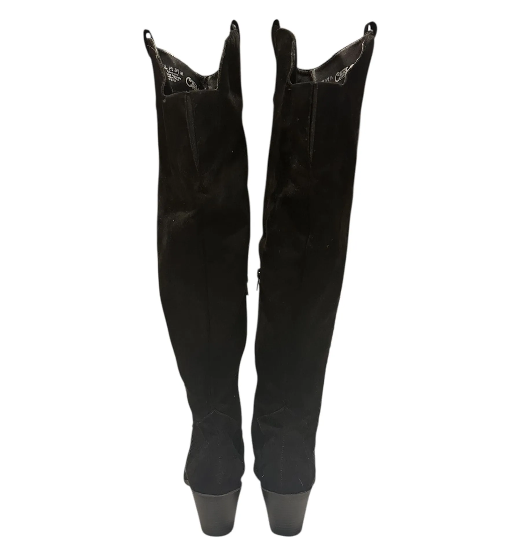 Carlos Santana Alexia Black Suede Floral Embroidered Knee High Boots 7.5 - Image 6