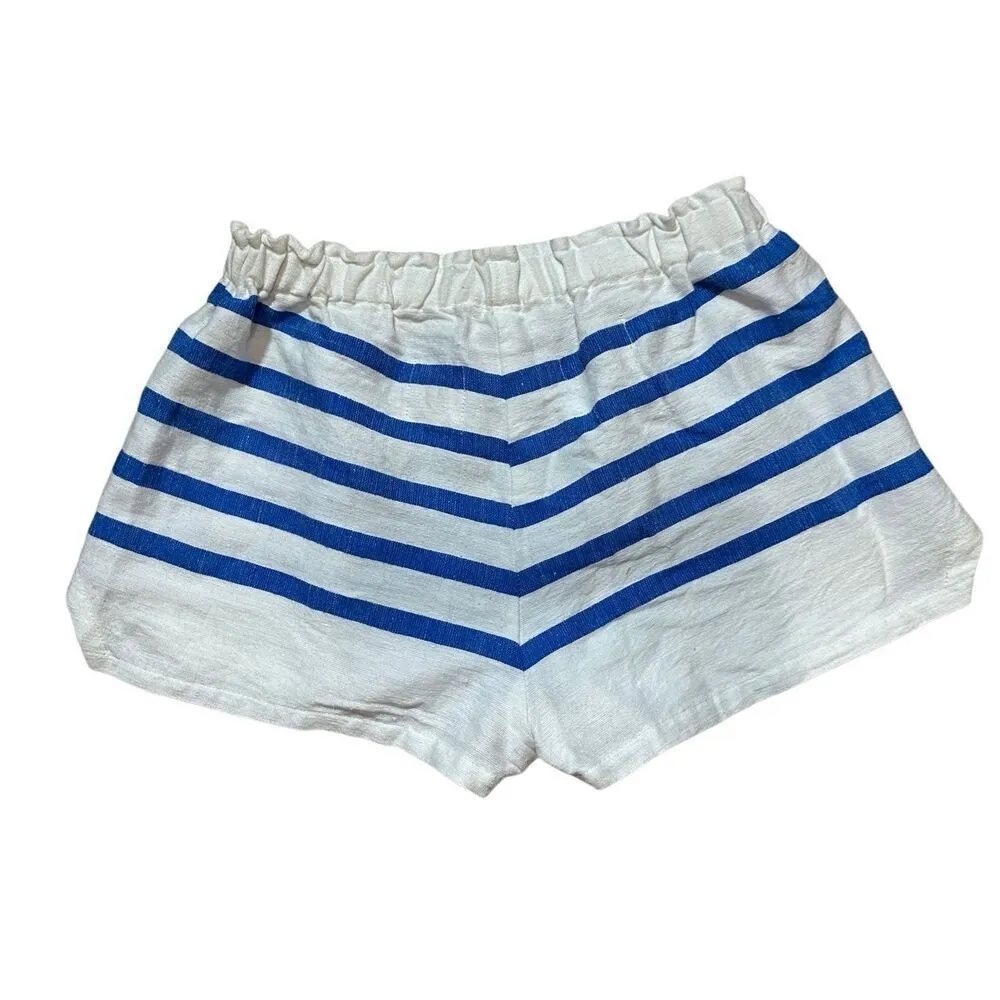 NEW Lemlem Lilly Woven Stripe Shorts Blue White Sz Small - Image 2