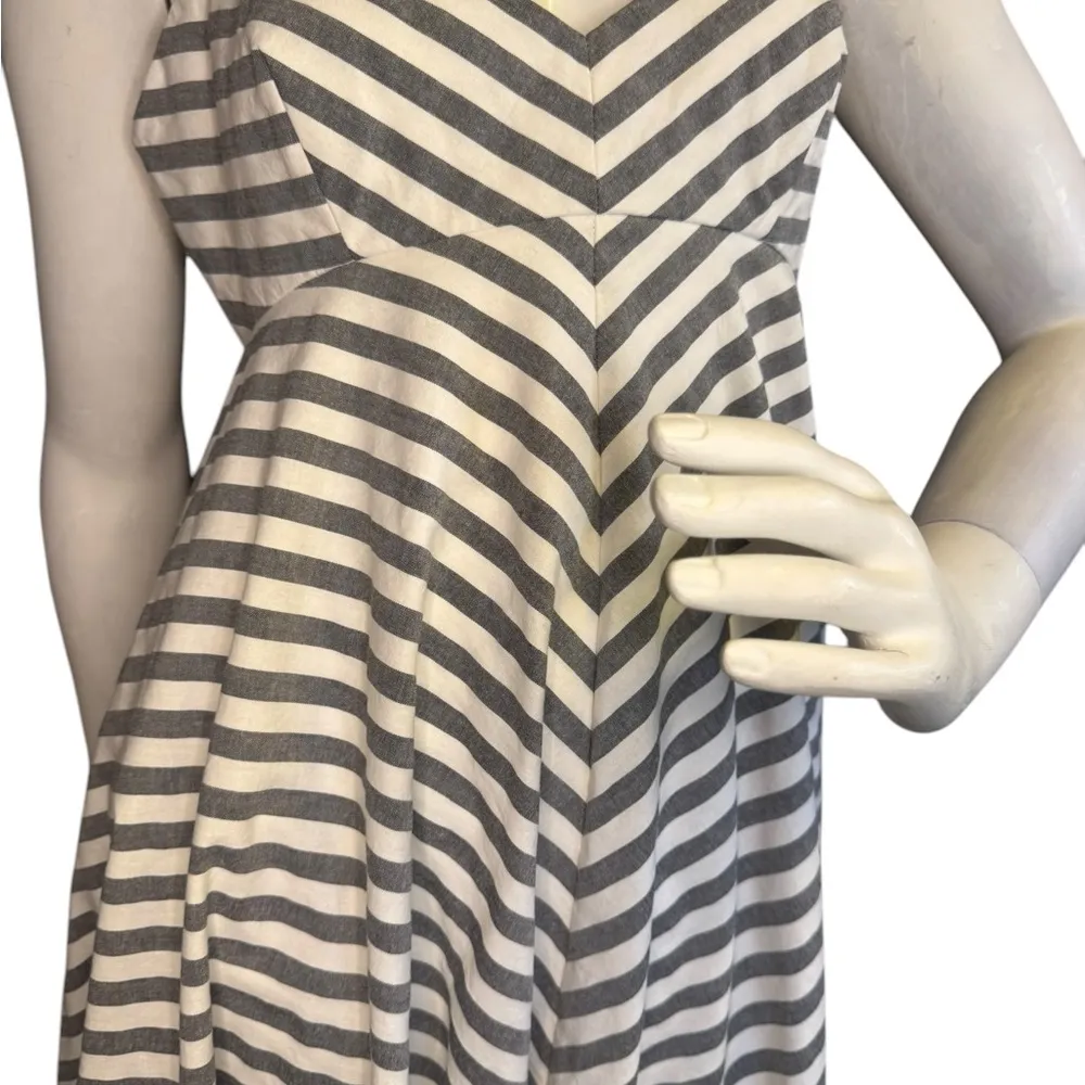 Milly Mitered Trapeze Dress White/Blue Striped Dress Size 8. - Image 5
