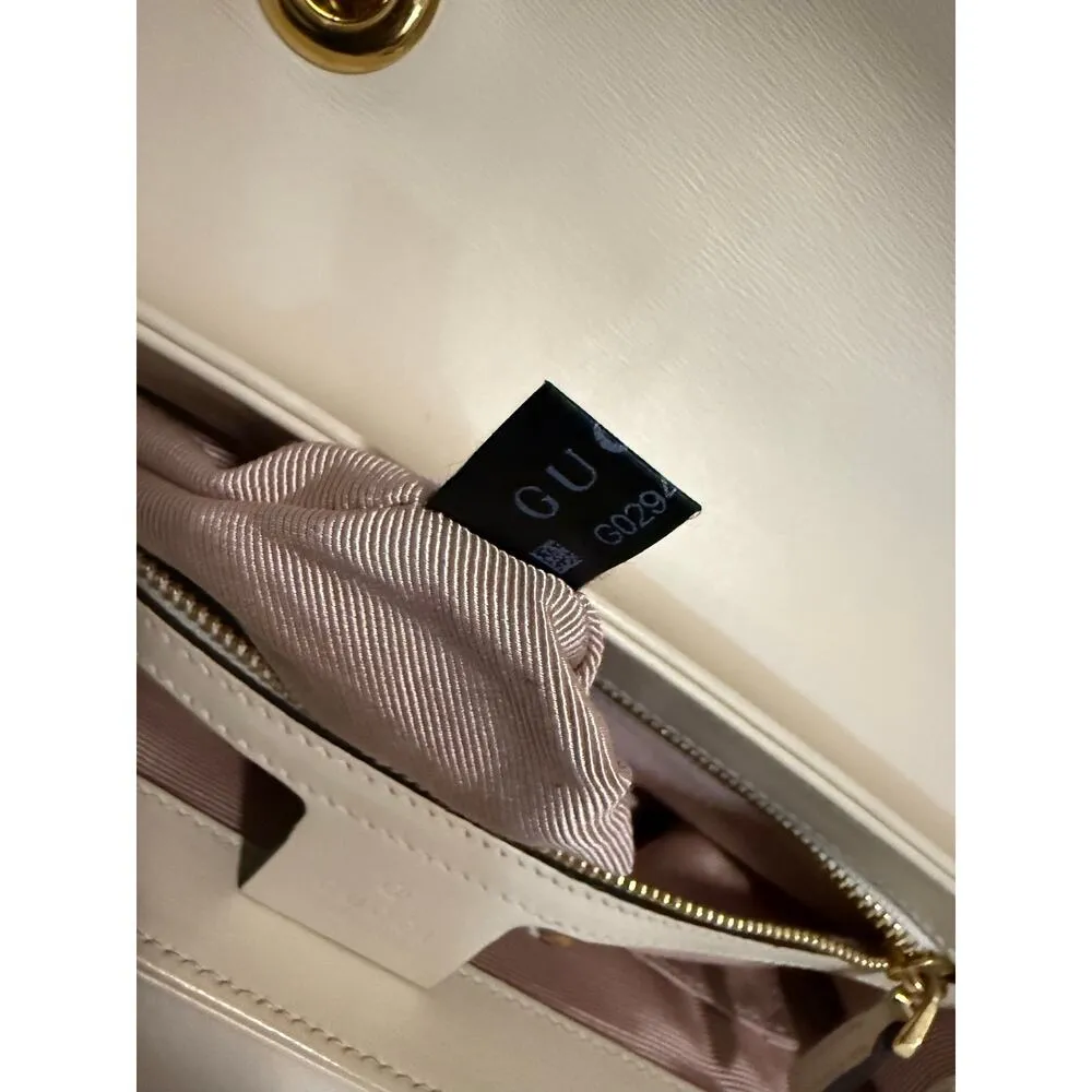 $3999 Gucci Vitello Palmellato Lux Crystal Medium Rajah Shoulder Bag White - Image 16