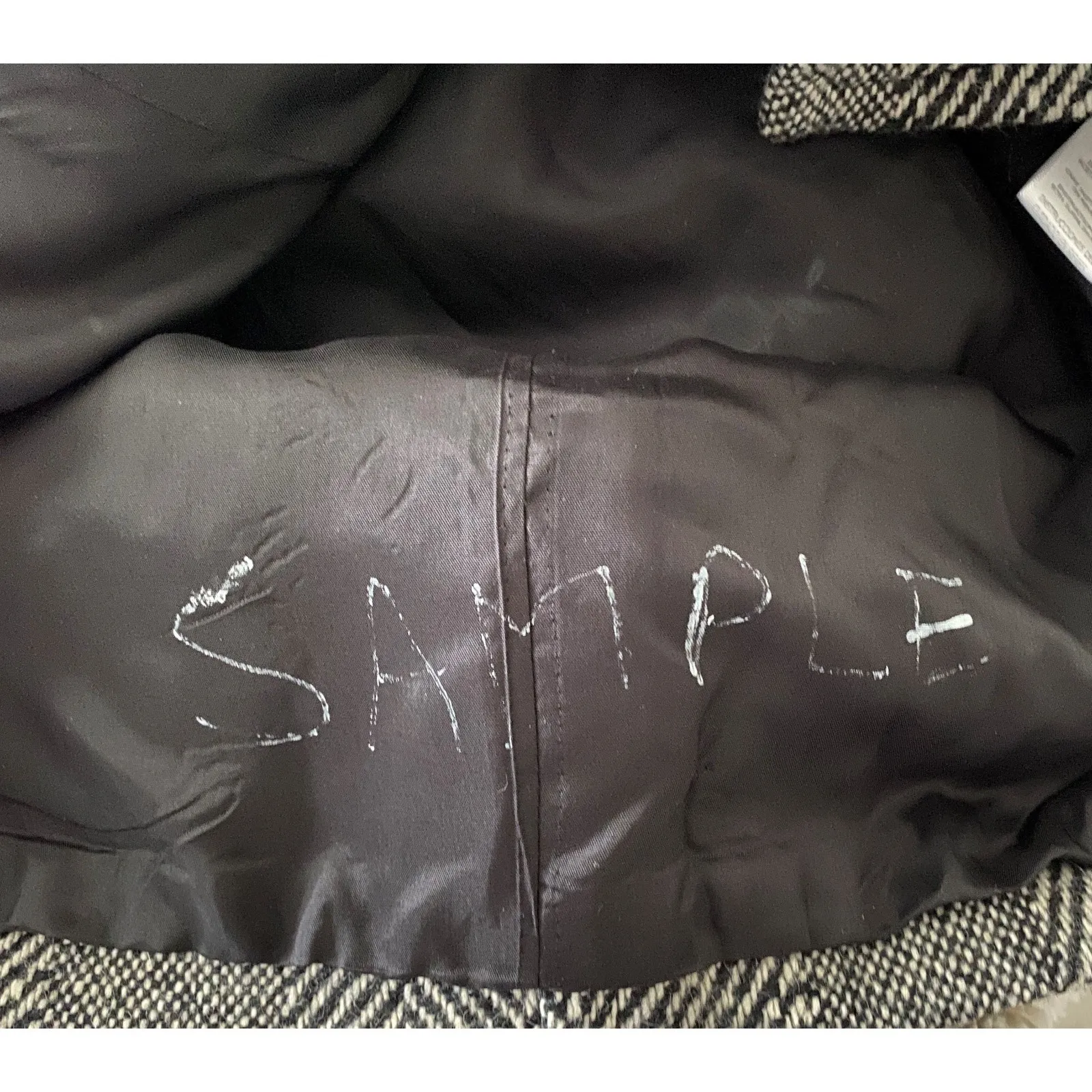 Michael Kors Black White Herringbone Patterned Breasted Wool Blend Coat M - Image 9