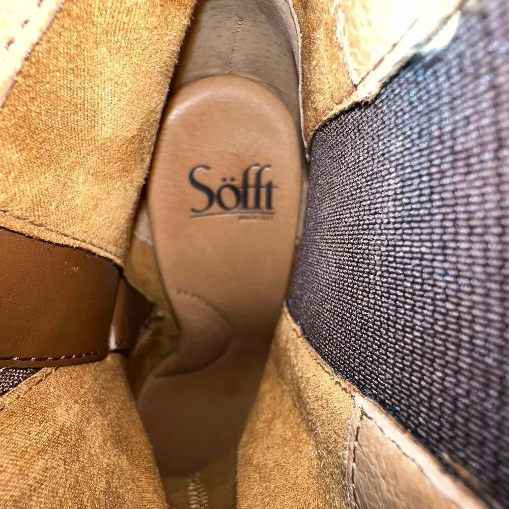 Sofft Arminda Leather Strappy Ankle Boot Stacked Heel Caramello Brown Size 7M - Image 12