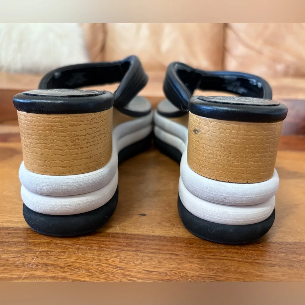 VINCE CAMUTO Perseena Black Leather Wedge Sandals - Image 4