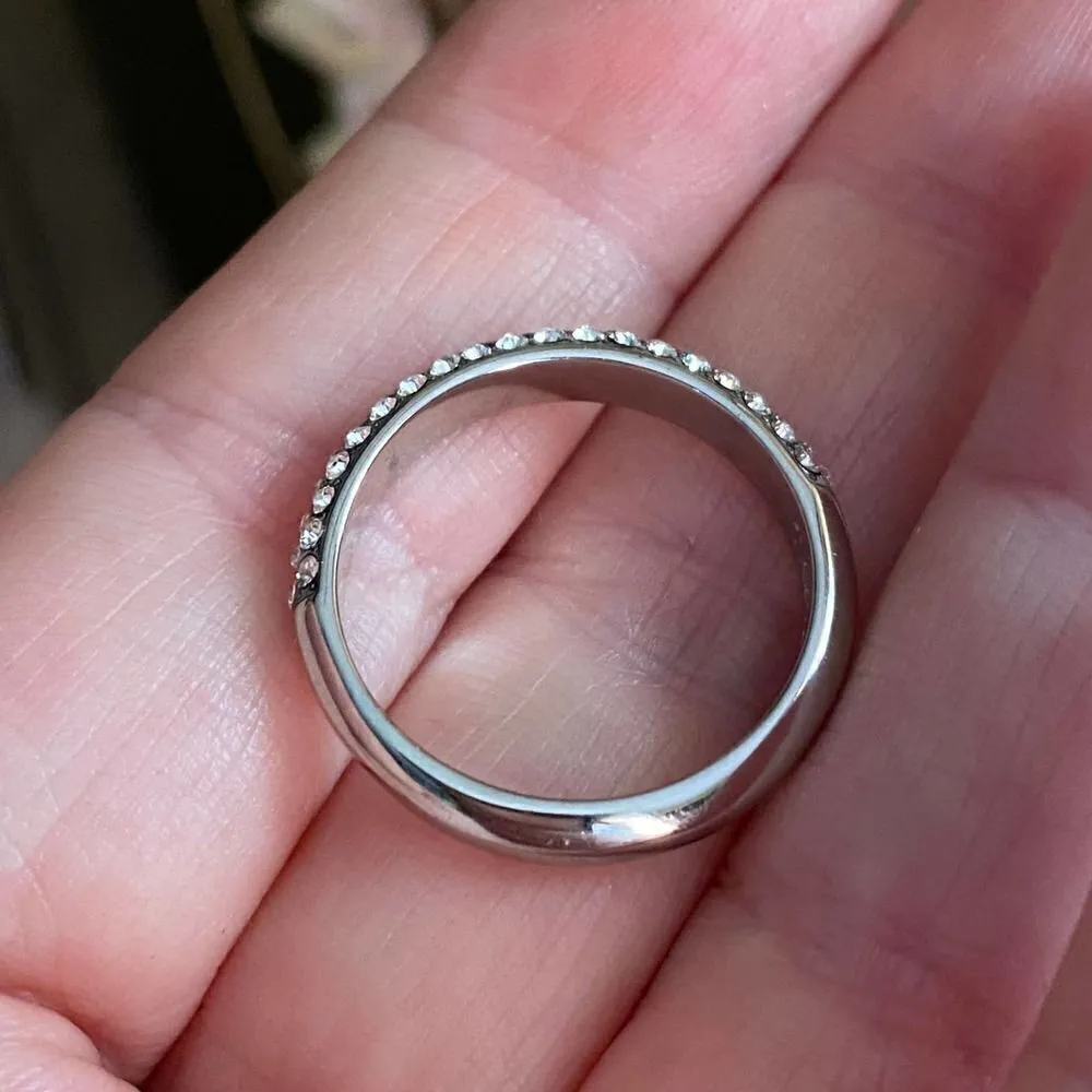 High polished Stainless Steel Ring with Top Grade Crystal in Clear Silver - Image 6