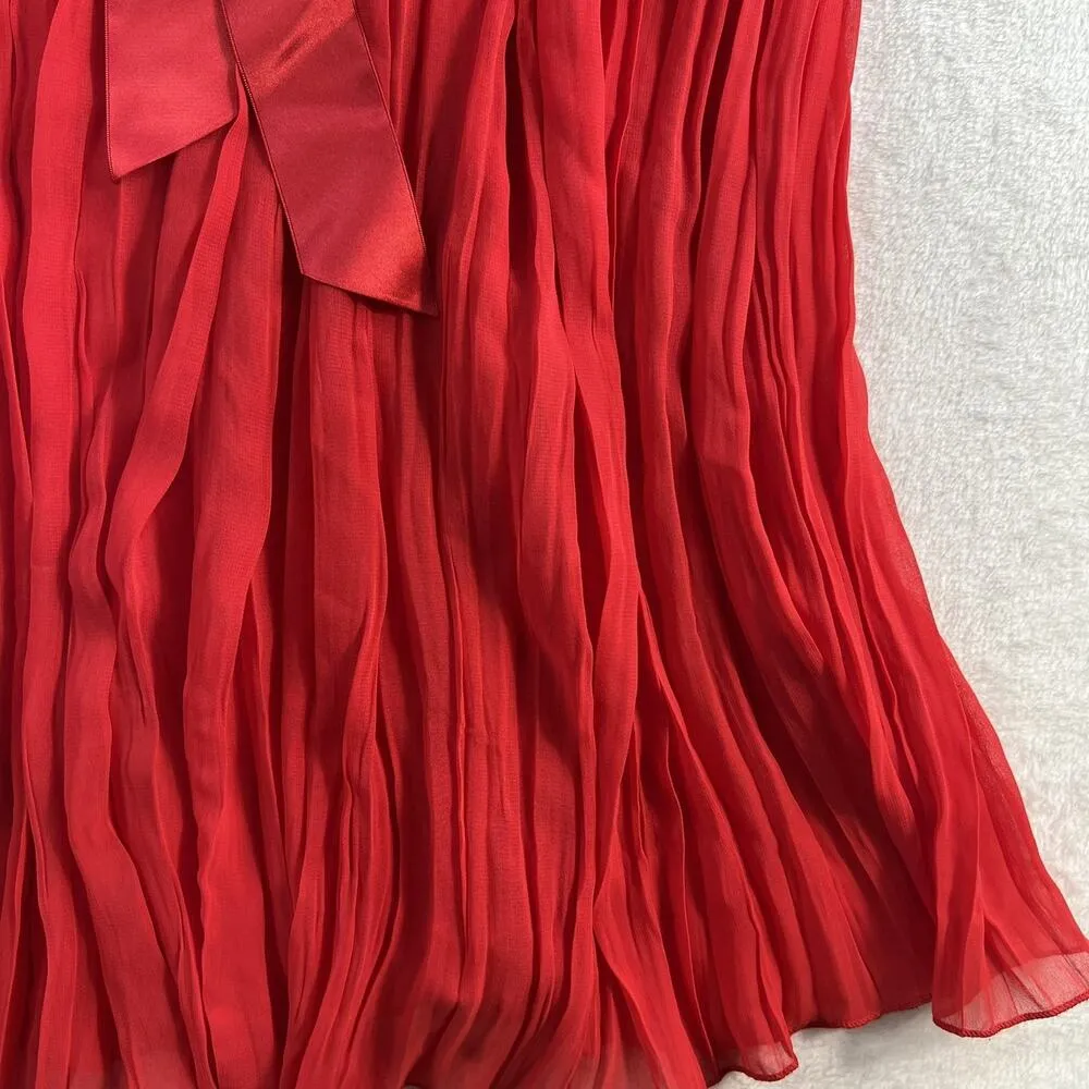 Victoria's Secret Babydoll L Large Cami Top Lace Pleated Lingerie Satin Bow Red - Image 6