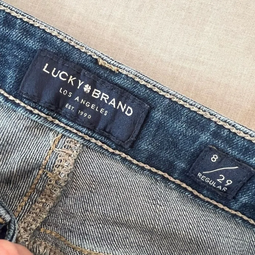 Lucky brand mid rise darker wash sweet boot cut jeans size 8 or 29 - Image 8