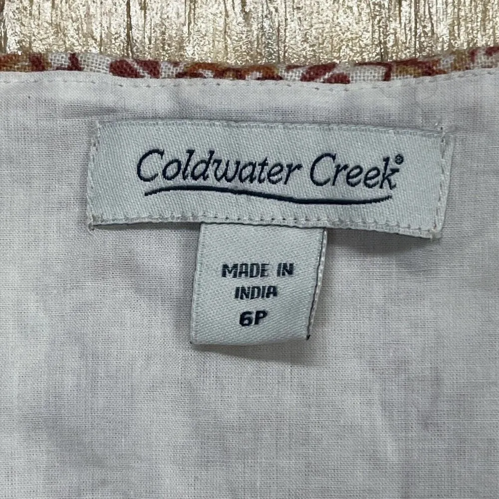 Coldwater Creek Maxi Dress Womens Size 6P Orange Linen Blend Beachy Mature - Image 3