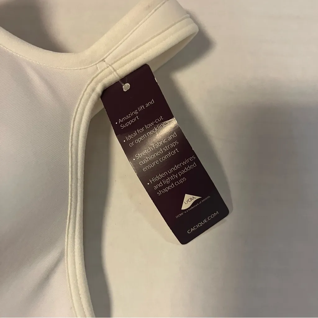 Cacique Bra Creamy White Smooth Lightly Lined Balconette Bra Sz 38H NWT - Image 8