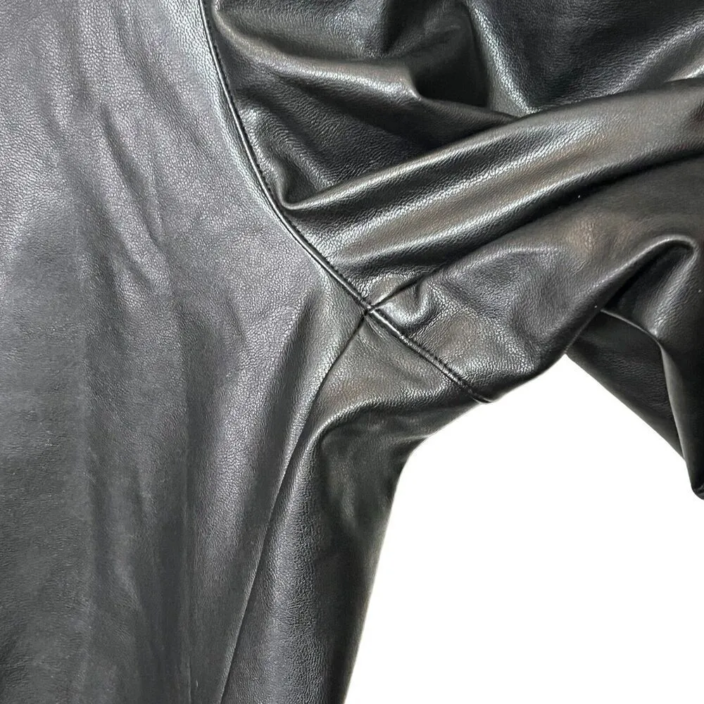 Abercrombie & Fitch Faux Leather Pants Women’s Size 33 Black Wide Leg High Rise - Image 9