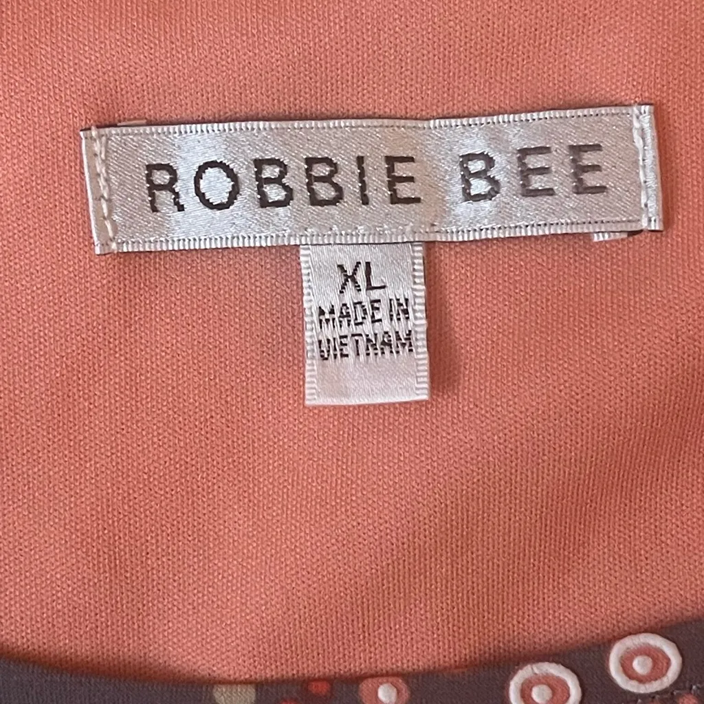 Robbie Bee XL Sleeveless Dress Gray Red Mandala Print Tie Front Stretch Career - Image 3