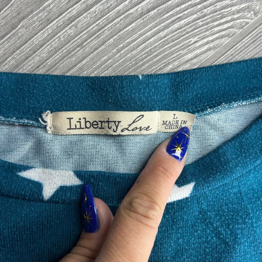 Liberty Love Blue Star Tie Long sleeve Shirt Sweater - Image 3