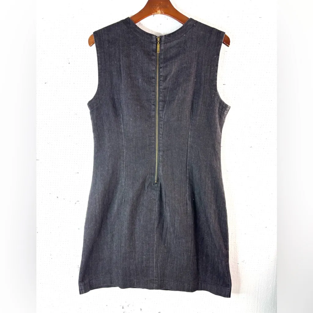 VENUS 14 Whimseygoth Denim Fitted Lace-Up Grommet Mini Dress in Black - Image 2