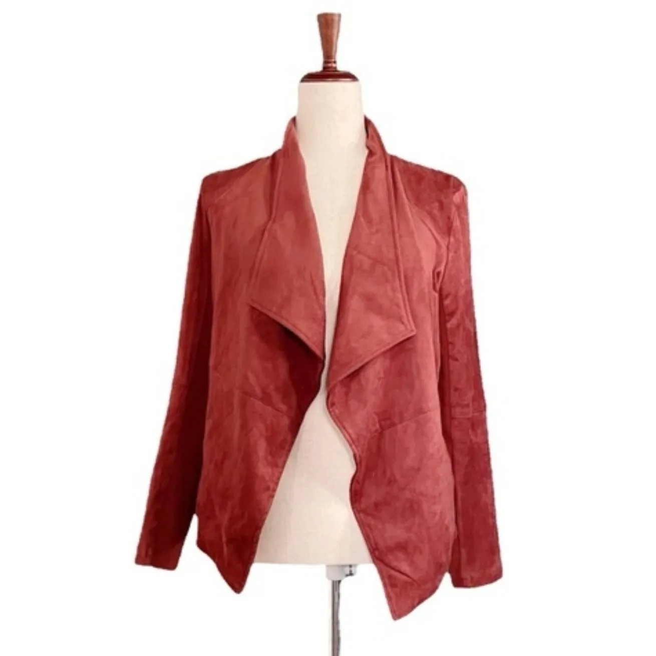 BB Dakota Wade Faux Suede Open Front Lagenlook Jacket Cinnamon Rust Size Medium - Image 9