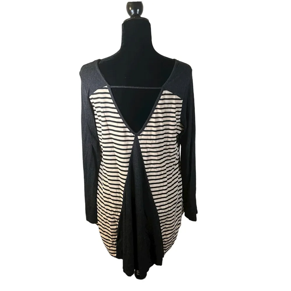 Pink Blush Maternity Beige Black Stripe Flowy Long Sleeve Blouse Size Large - Image 5