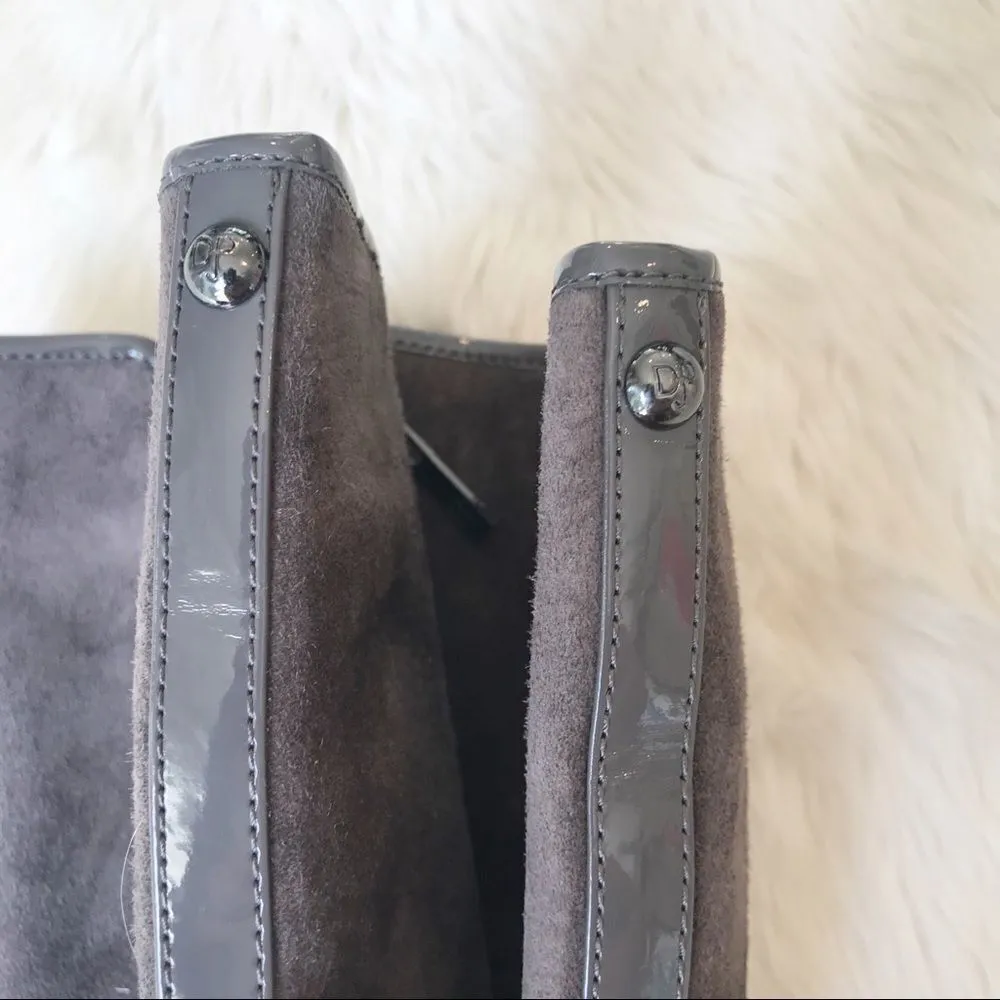 DONALD PLINER Suede Knee High Boot Chunky‎ Heel Round Toe Taupe Gray Size 6.5 Gray - Image 8