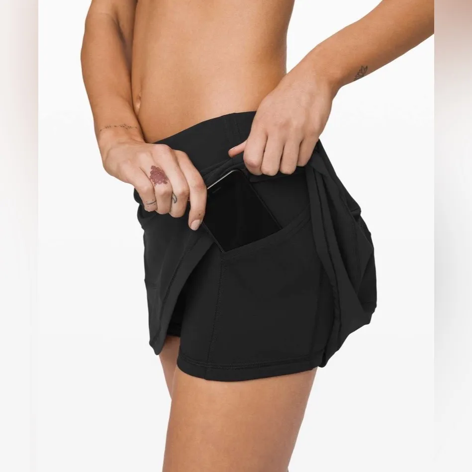 Lululemon Pace Rival Skirt Tennis Pickleball Golf Tall 15” Black Size 10 Pockets - Image 4