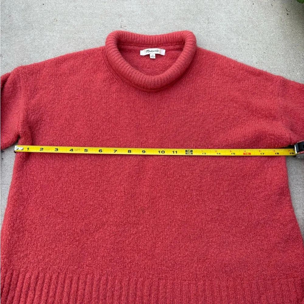 Madewell Fulton Sweater Coral Pink Alpaca Wool Blend Knit High-Neck Size XS - Image 5
