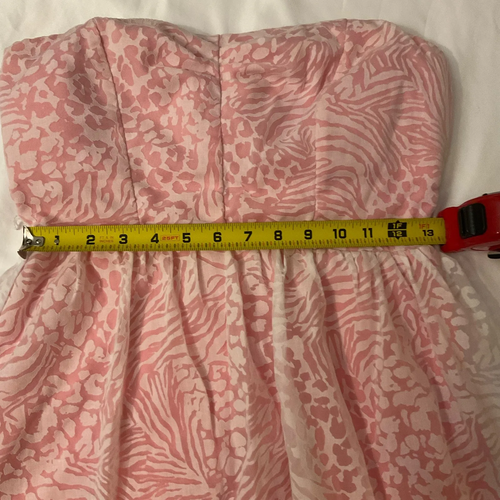 Ruby Rox Strapless Pink/White Mini Cocktail Dress 9 Juniors Y2K Twee Prints - Image 5