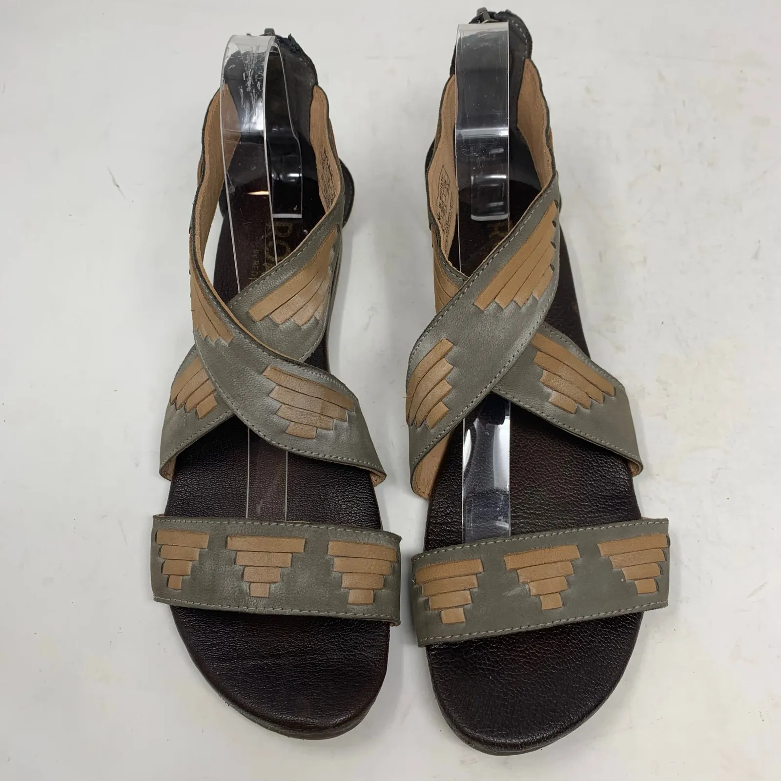 ROAN by Bed Stu Gray Tan Distressed Leather Gladiator Livi Sandal Grey Bone 9.5 - Image 3