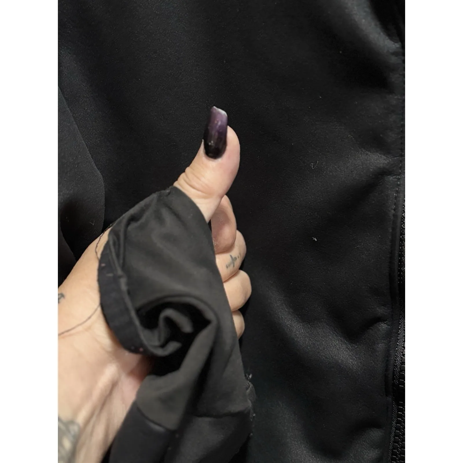 Victoria Sport Athletic Jacket Logo Pockets Full Zip Size S Black Thumb Holes - Image 4