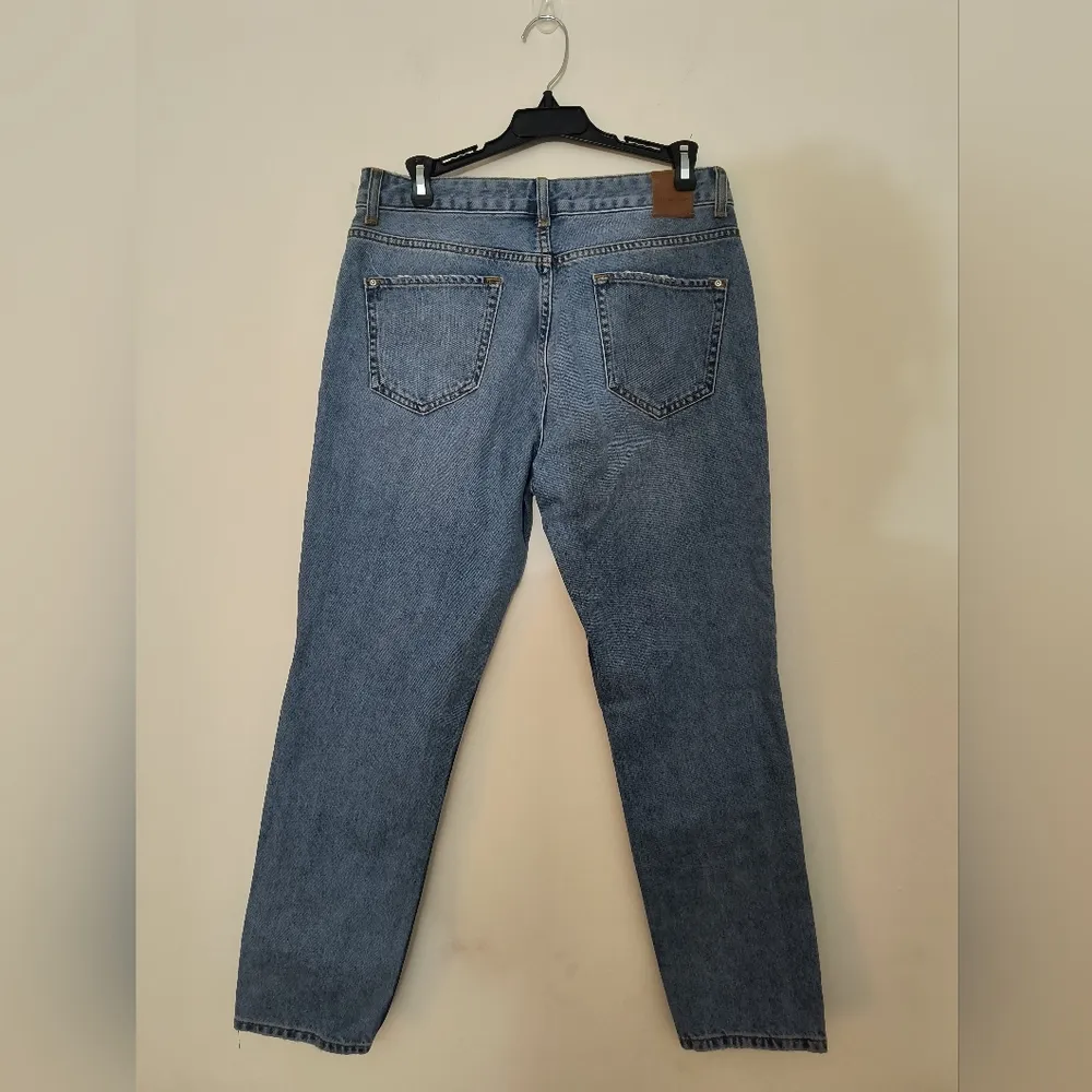 Zara Basic Denim Blue Embellished Destroyed Jeans Size 8 - Image 2