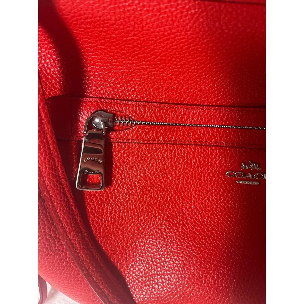 Coach Tyler Tote Pebble Leather in Cherry Red (F54687) Shoulders Handle - Image 9