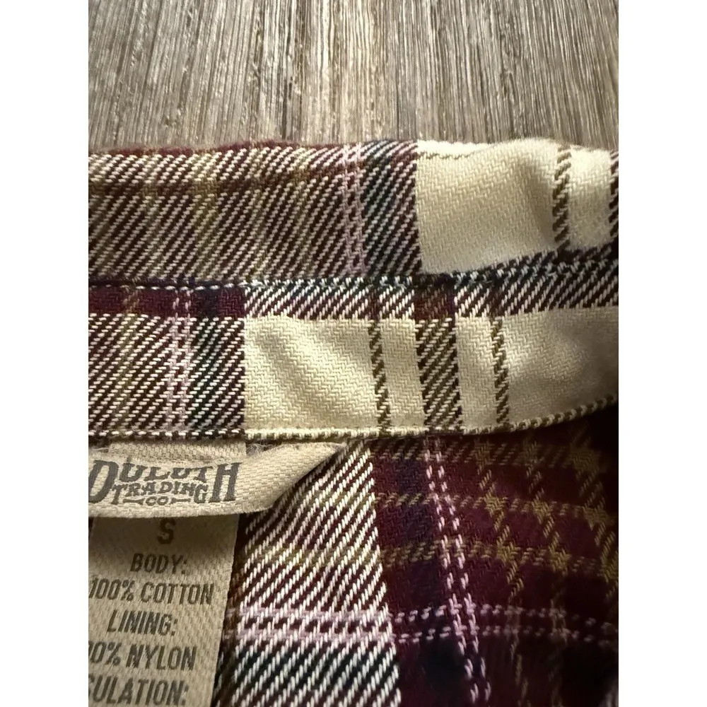 Duluth Trading Shacket Womens S Plaid Flapjack Flannel Shirt Jacket Thermal Line Red - Image 5