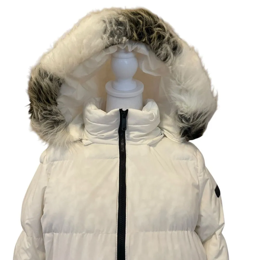 Sam Edelman White Puffer Jacket With Faux Fur Hood Womens Size Small - Image 4