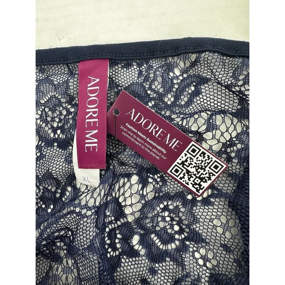 Adore Me Pajama Lingerie Set XL Reign Shorts Tank Top Lace Blue Sexy Lou… - Image 14