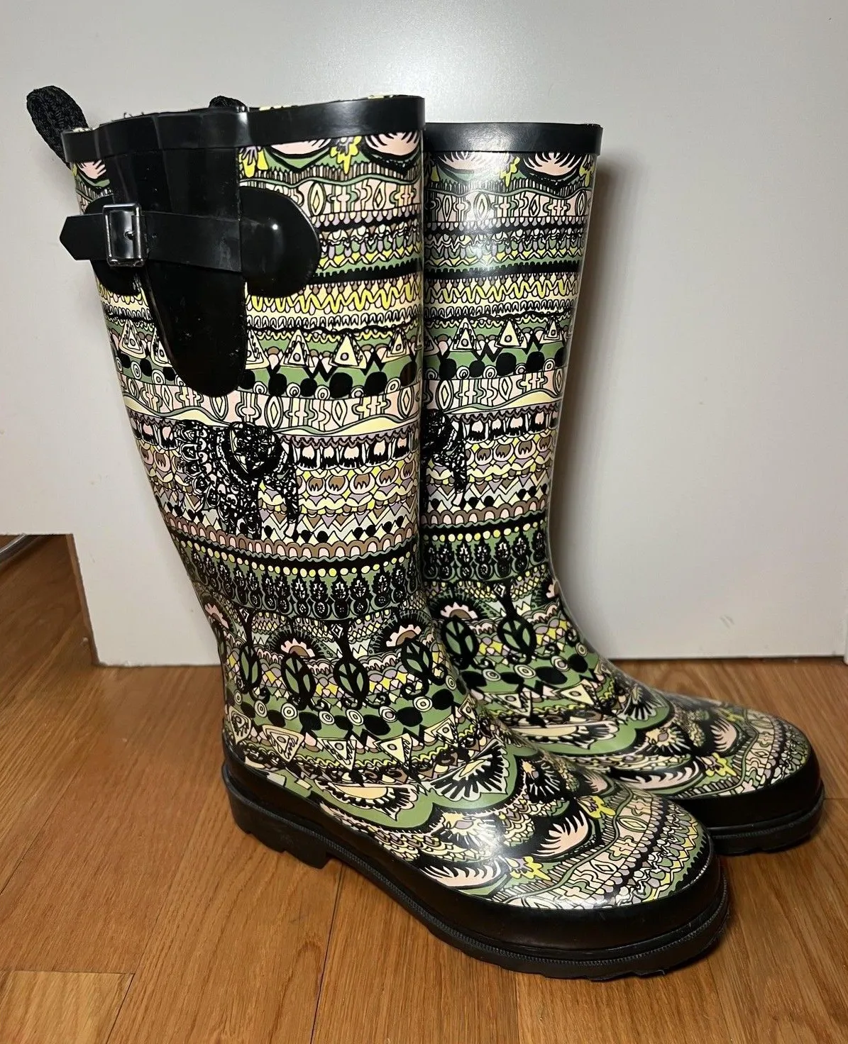 Sakroots Rain Boots Womens Size 7 Multicolor Geometric Knee High Waterproof - Image 1