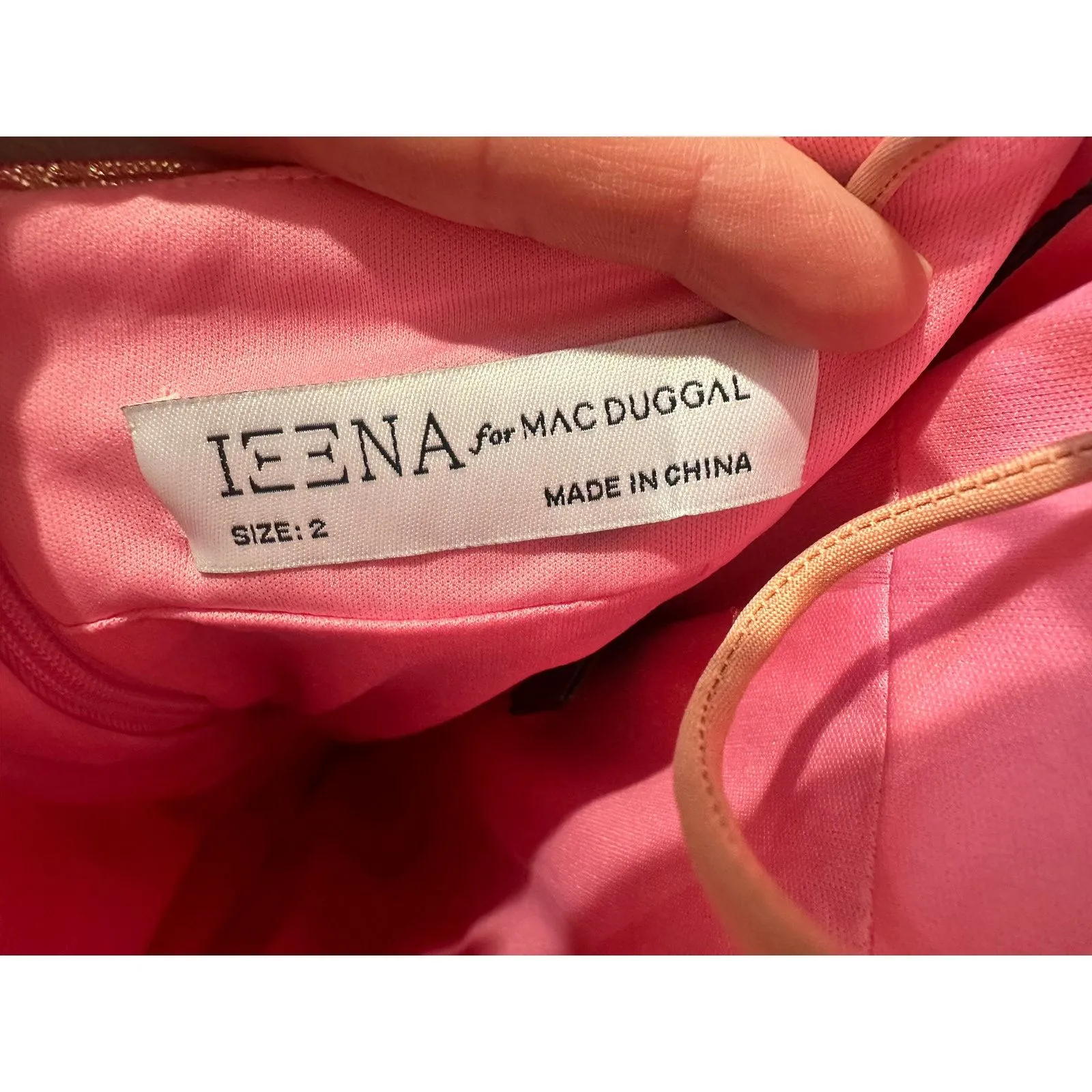 MAC DUGGAL Coral Pink Gold Ruffle Tiered Criss Cross Lace Up Back Gown Dress 2 - Image 9