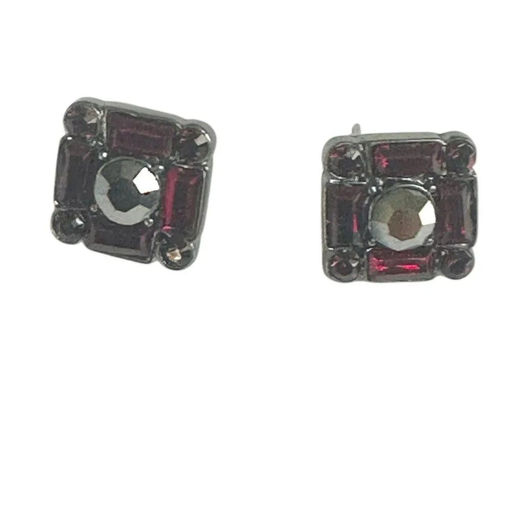 White House Black Market Red Baguette Stud Earrings - Image 4