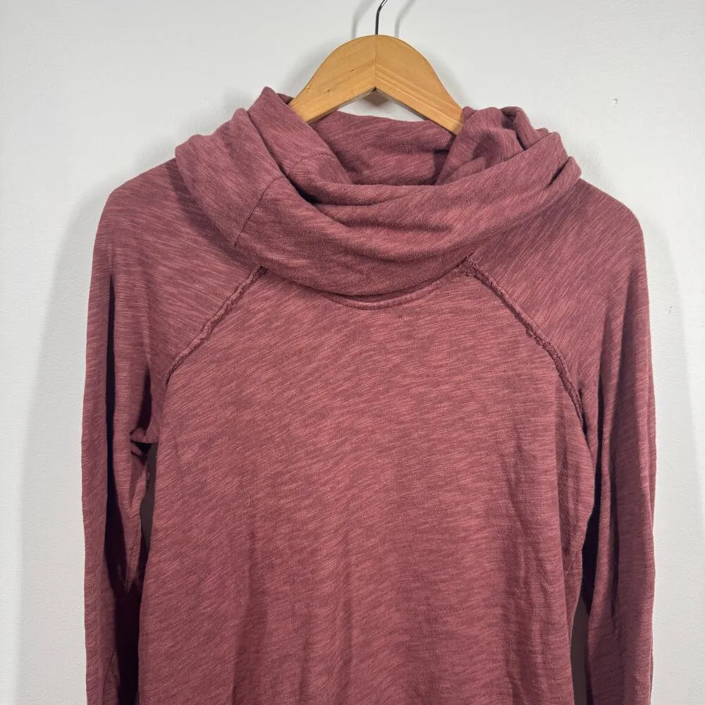 Free People FP Beach Top Women S Red Burgundy Cocoon Cowl Neck Pullover Shirt - Image 3