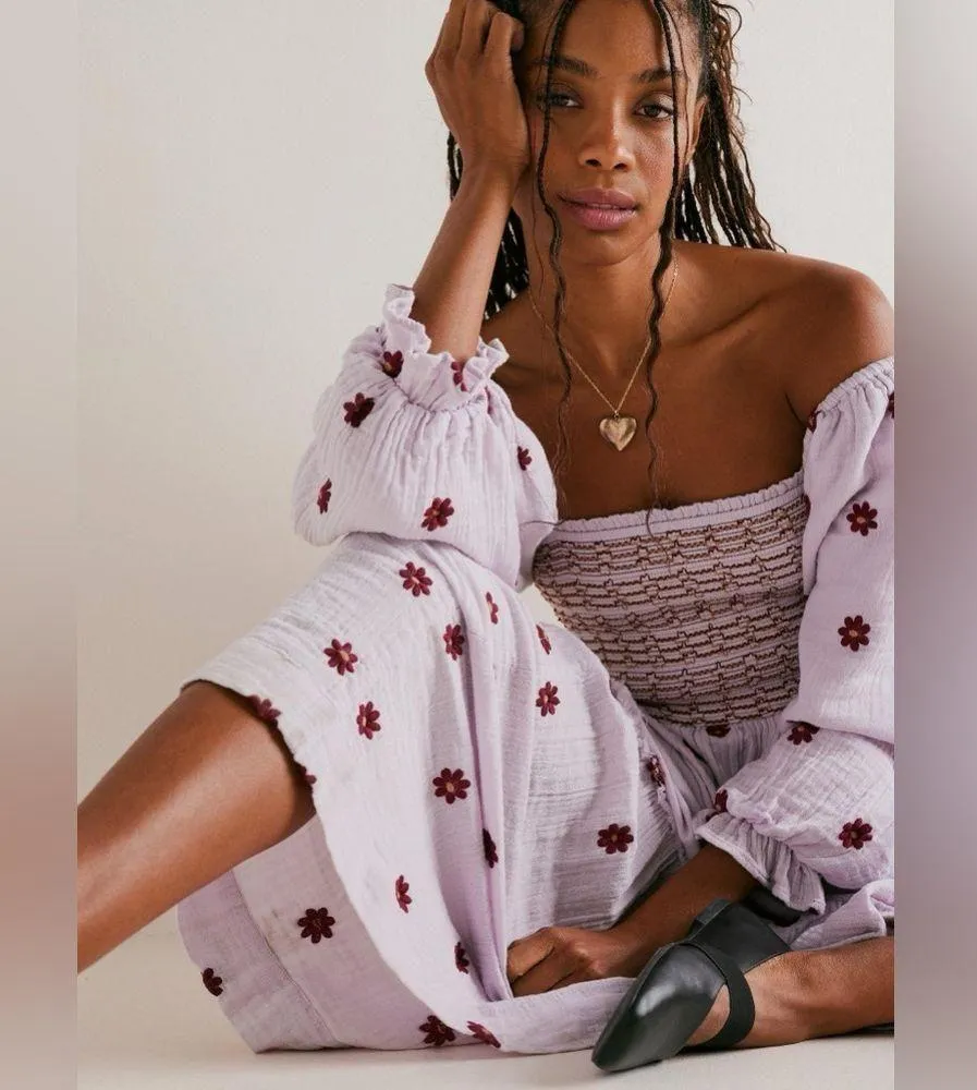 Free people Dahlia Embroidered Maxi Dress Purple - $168 (15% Off Retail) -  From Jordan