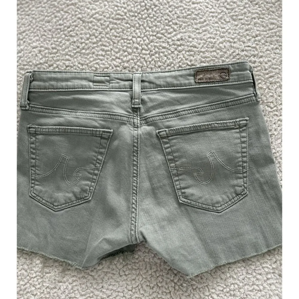 AG  Low Rise Cut Off Denim Shorts Green Size 26R BW8325 - Image 6