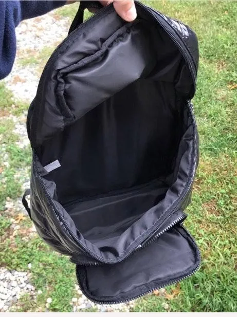 SHINY REFLECTIVE VINAL LIKE RACING CHECKERED FLAG EMBROIDERED BACKPACK Black - Image 4