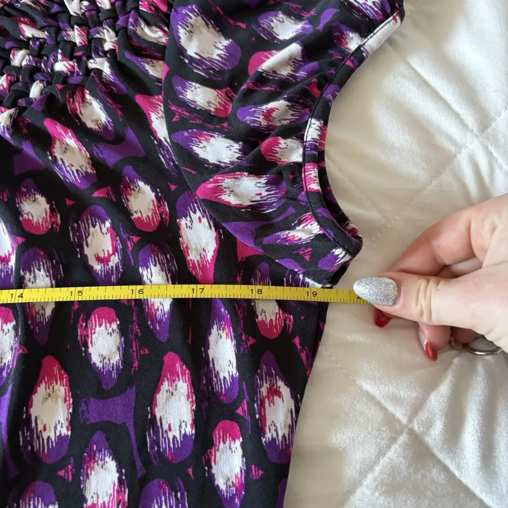 Womens Size Medium Purple Short Sleeve Blouse Peasant Officecore Corporate Goth - Image 4