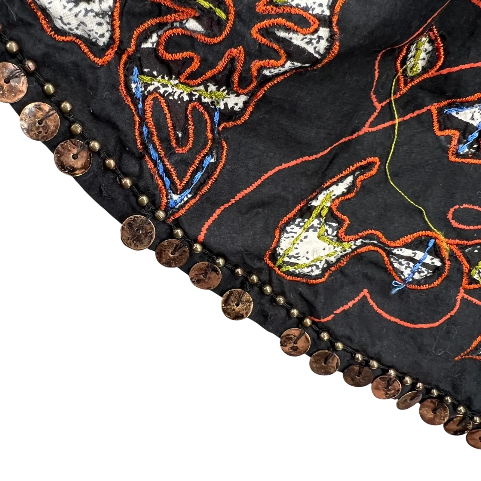 Chicos Maxi Skirt Black Colorful Embroidered Beaded Boho Bohemian Size 2 (L) - Image 2