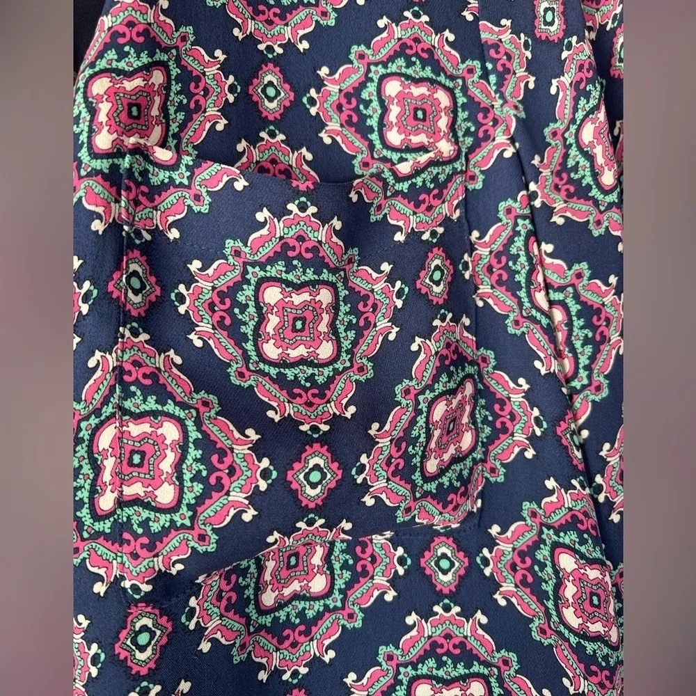 J Crew Black Label Womens Lined Shift Dress Size 00 Navy Blue Pink Career Modest - Image 7