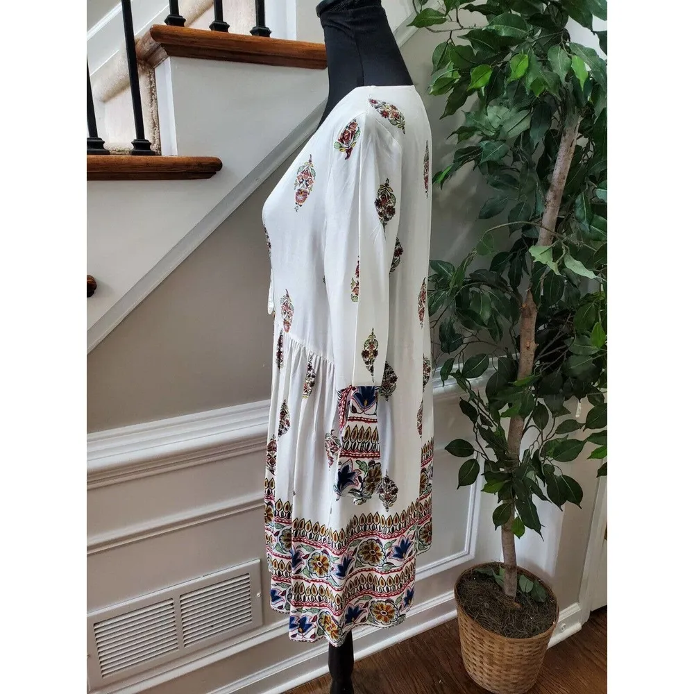 White Floral Womens Polyester V - Image 8