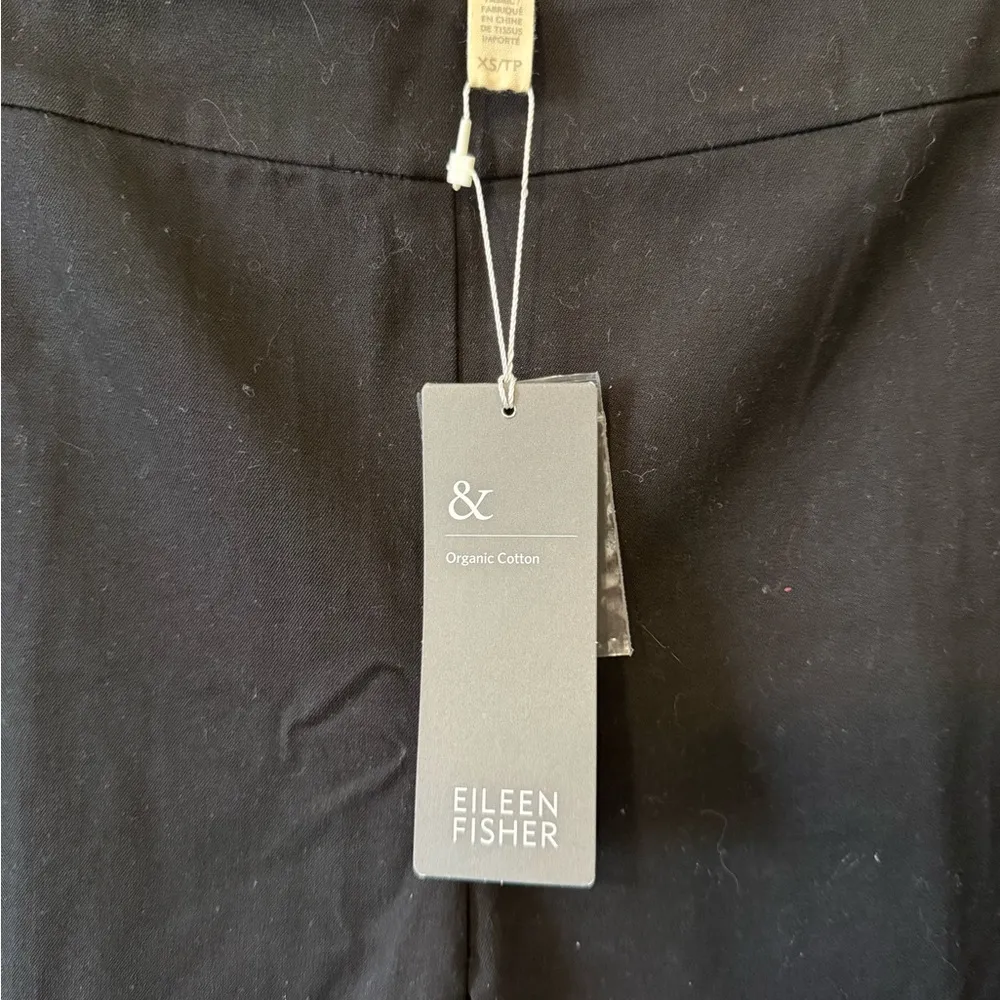 NWT Eileen Fisher Black Slim Trouser Womens XS 100% Cotton Pant Corporate - Image 5