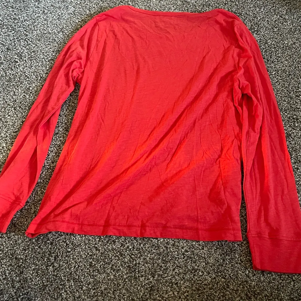 J.Crew Vintage Cotton red Long Sleeve Re-imagined Scoop Neck Shirt XL - Image 12