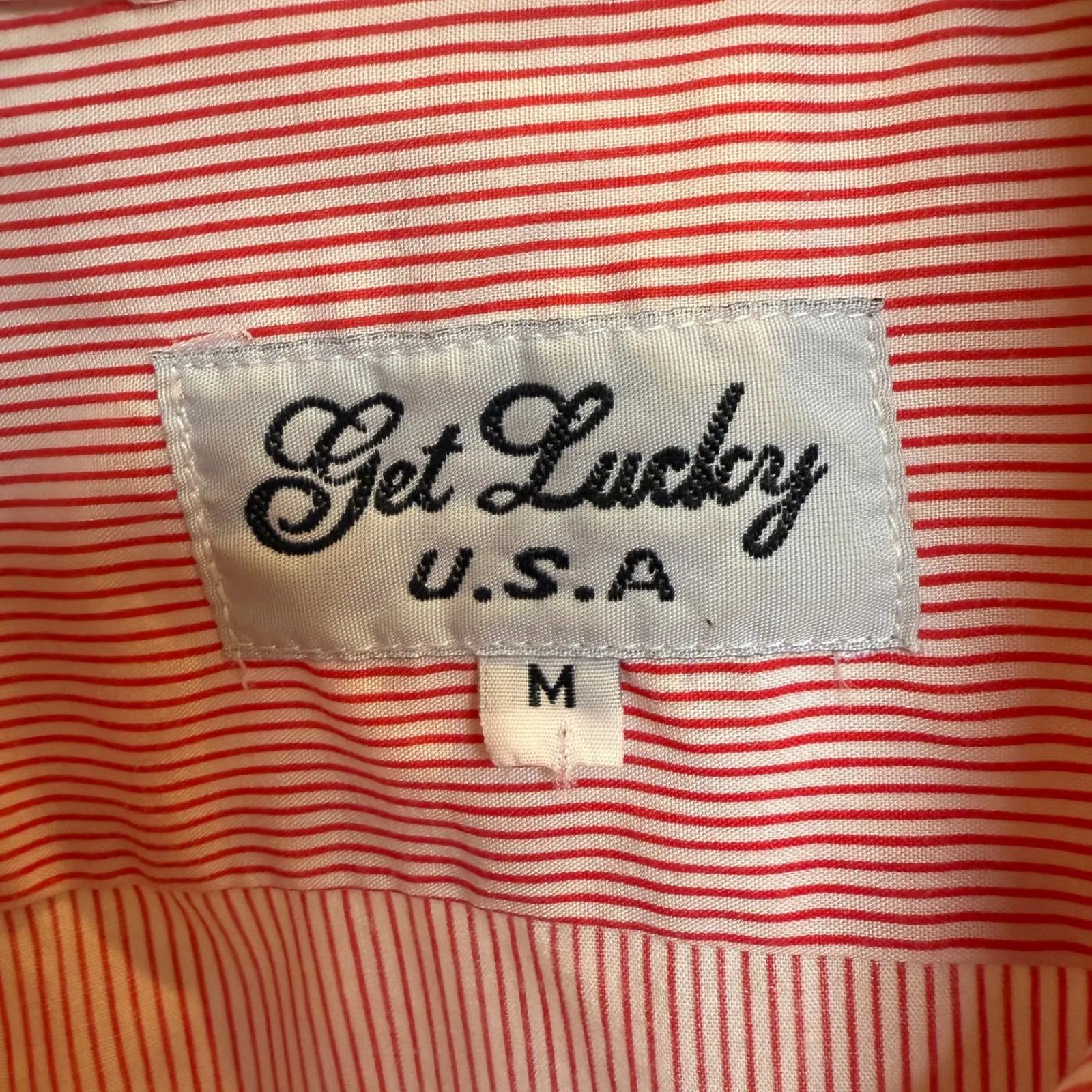 Get Lucky USA Womens Red White Stripe Snowman Button Up Shirt Size M Oversized Size M - Image 2