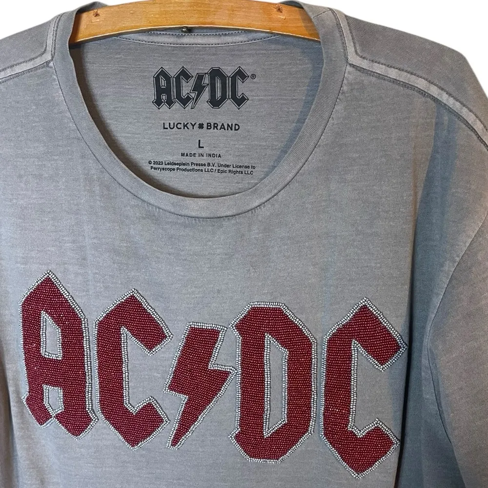 Lucky Brand Women's Size Large ACDC Beaded Boyfriend Tee - Image 3