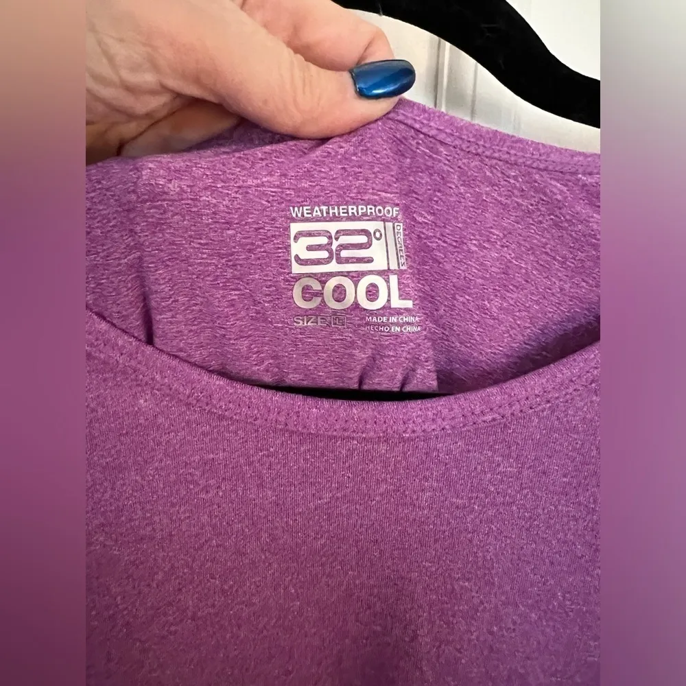 32 DEGREES COOL L Quick Dry Active Performance Tee Top NWT Heather Violet - Image 5