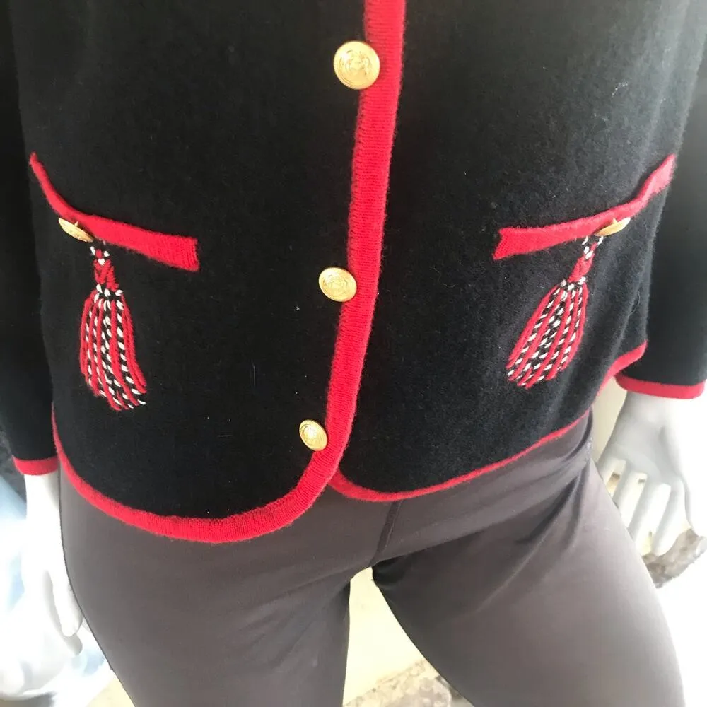 Vintage Pendleton Tassel Merino Wool Button Down Holiday Sweater Women's Size S - Image 4